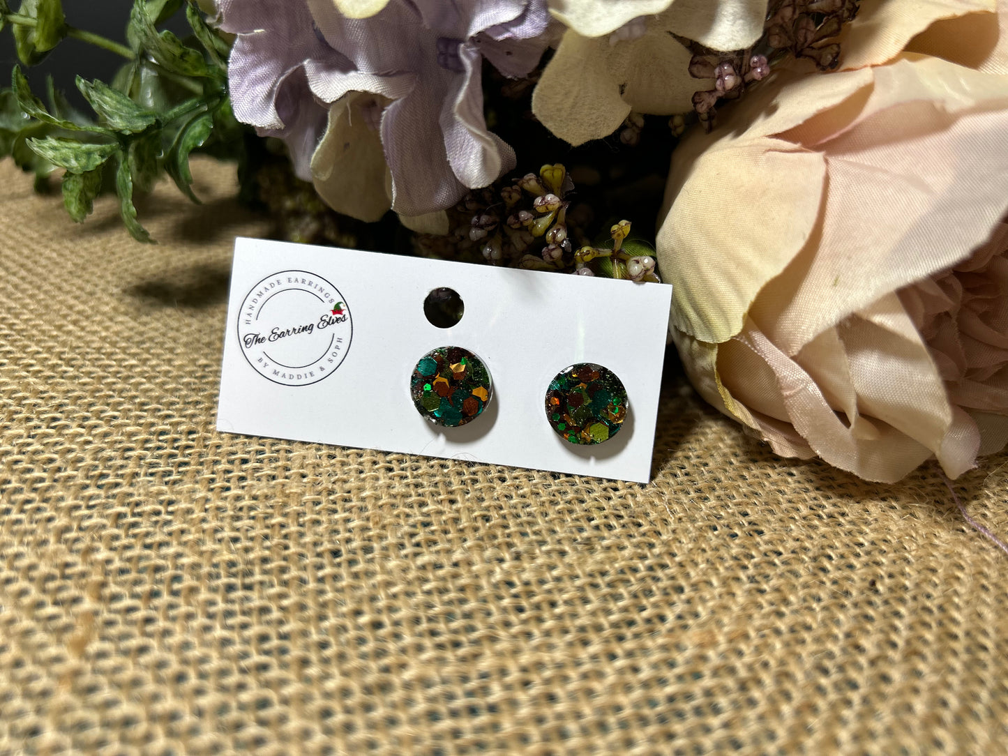 Glittering Forrest Camo Studs 10mm