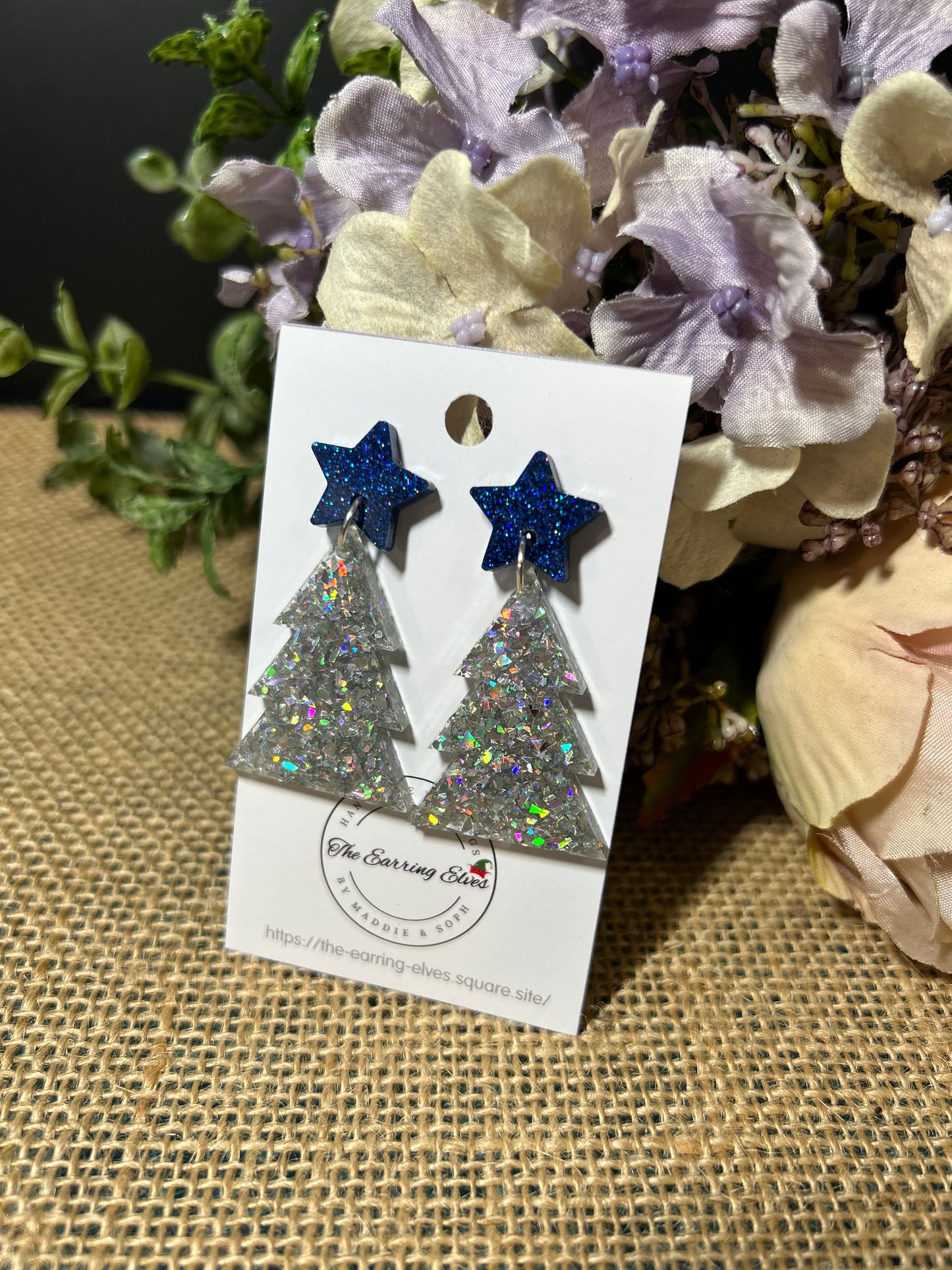 Starry Silver Night Christmas Tree dangles