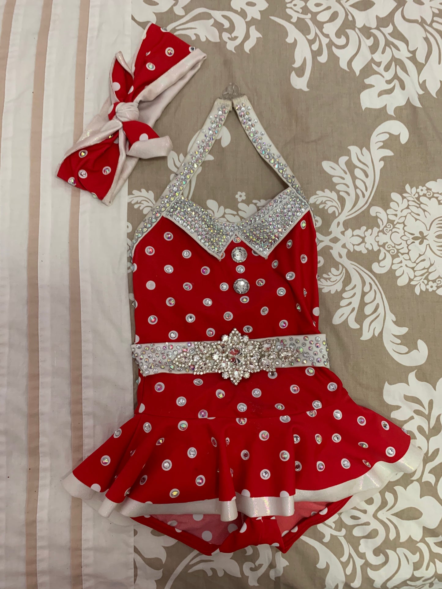 Child’s Size 6 Red & white Polkadot with matching headband
