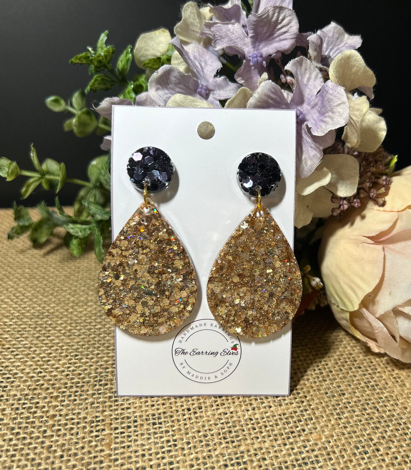 Gilded Noir Tear Drop Statement Earrings