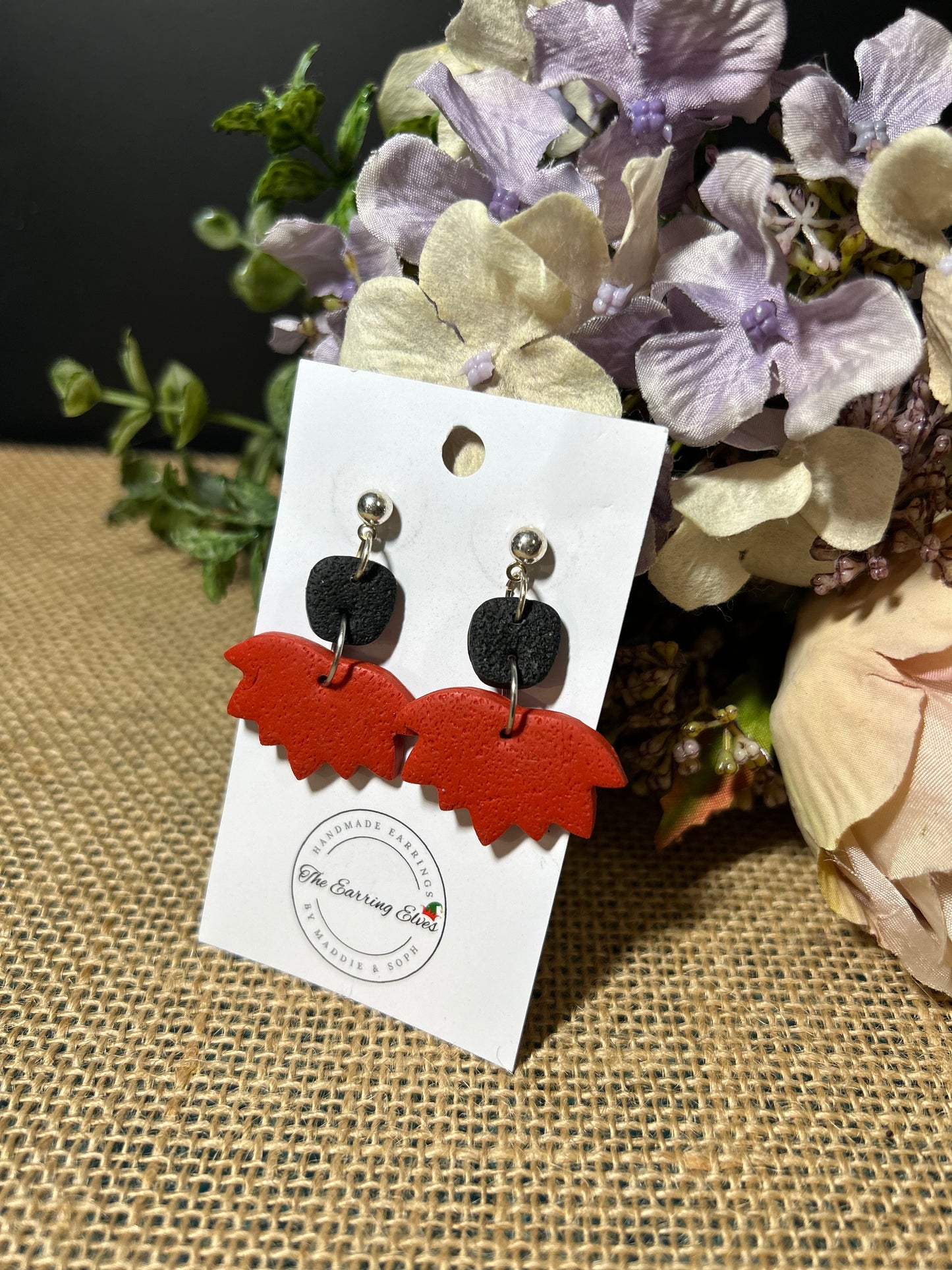 Crimson Noir Lotus Dangles