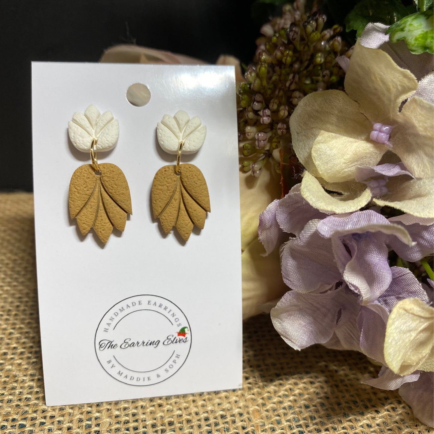 Lotus Dangles in Tan