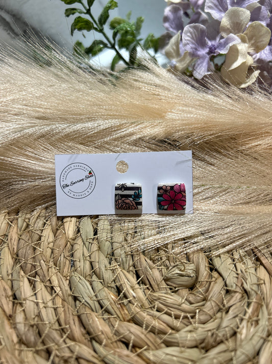 Monochrome Blossom Studs