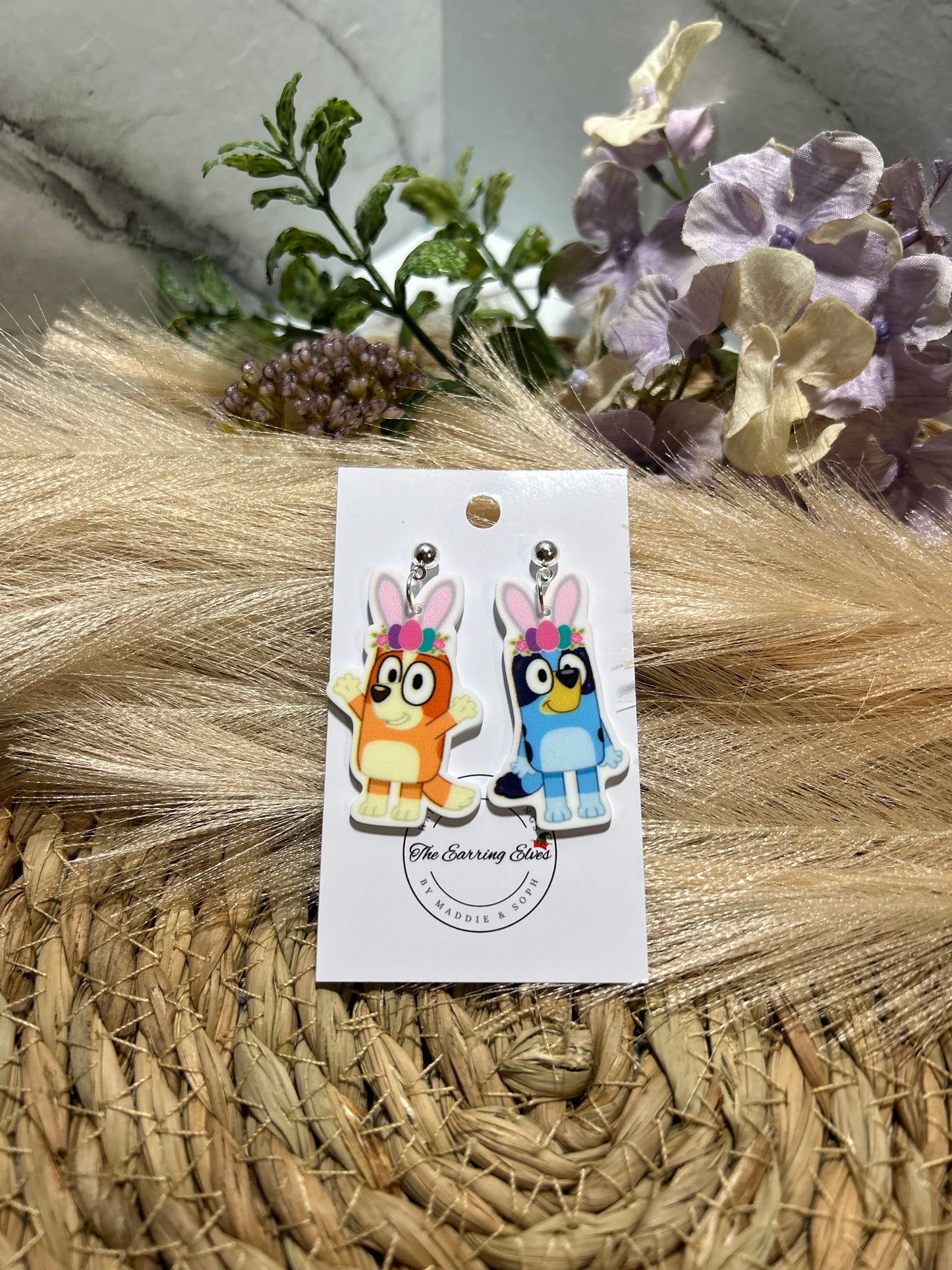 Bluey & Bingo inspired Easter Dangles