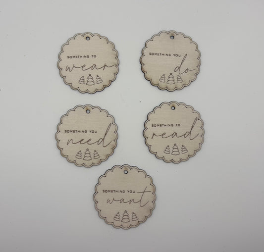 Reusable gift tag set of five- customisable