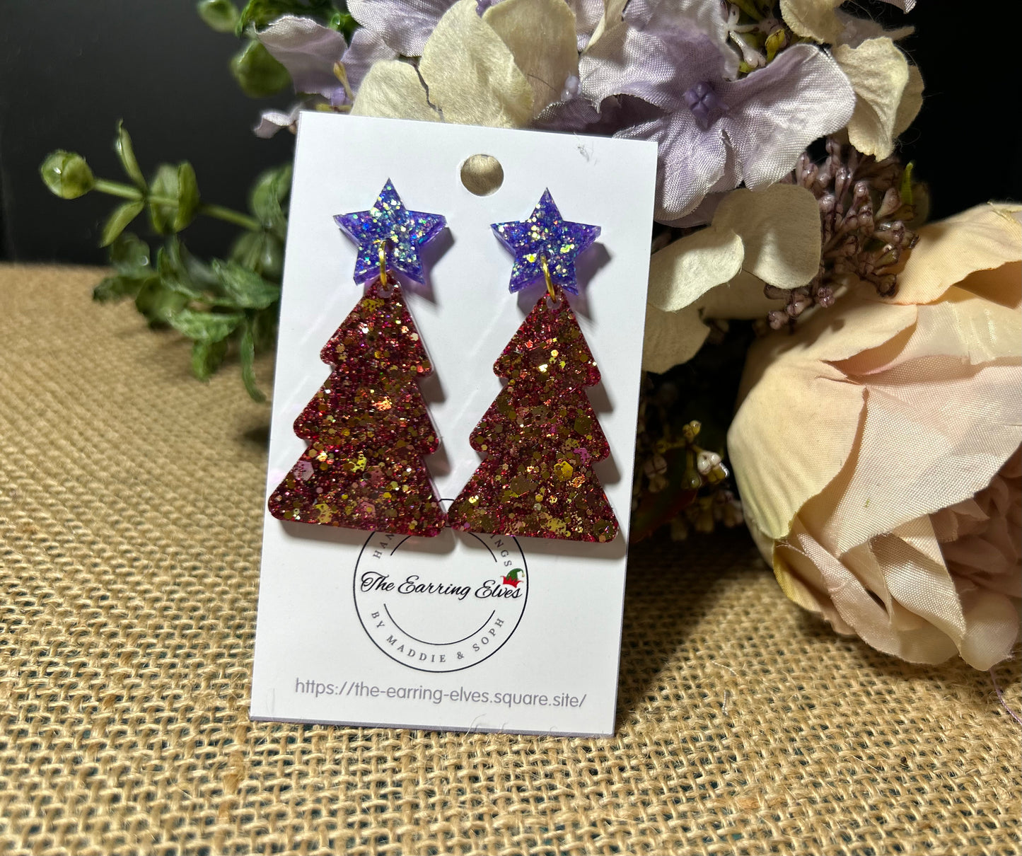 Radiant Ruby Plum Christmas tree dangles