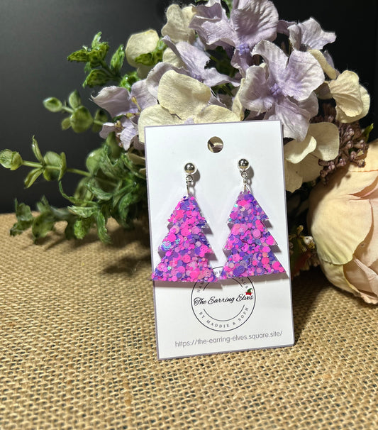 Pastel Glitter Dream Christmas Tree Dangles