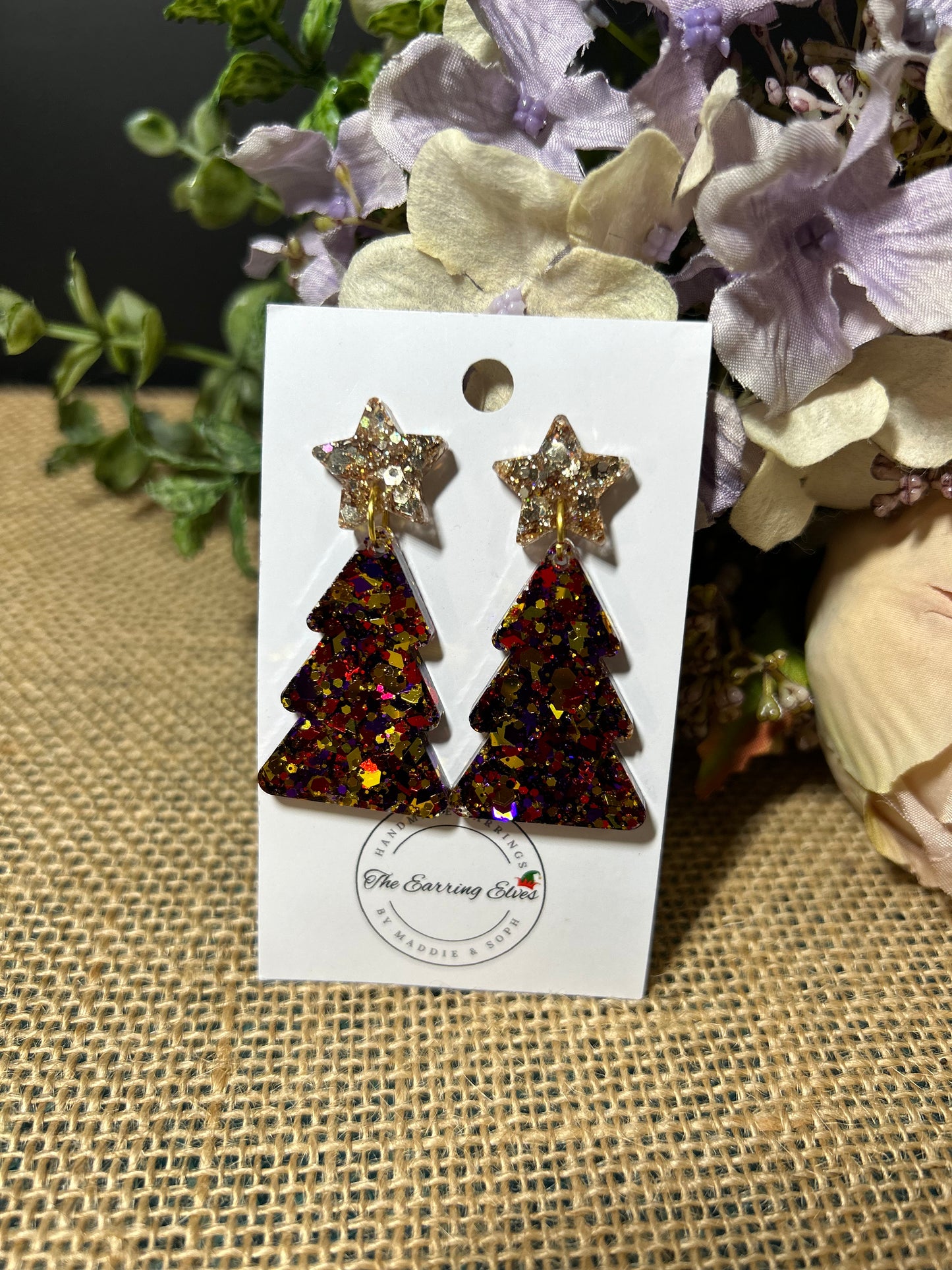 Regal Holiday Glitter Tree Dangles