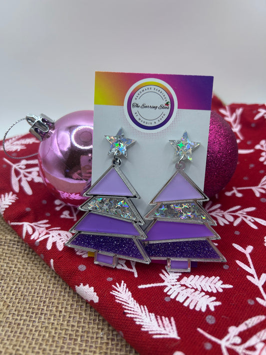 Purple Acrylic Christmas Tree Dangles