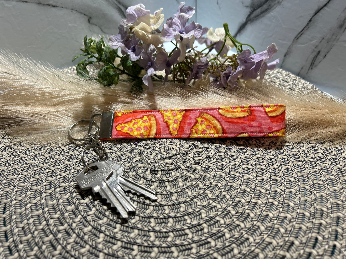 Pizza Party Key Fob Wristlet