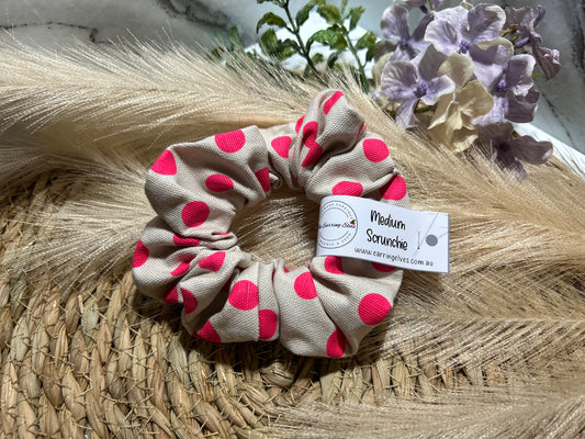 PolkaDot Pink medium scrunchie