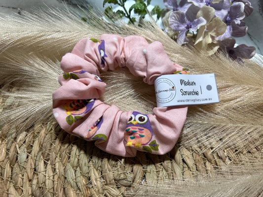 Pink Hoot medium Scrunchie