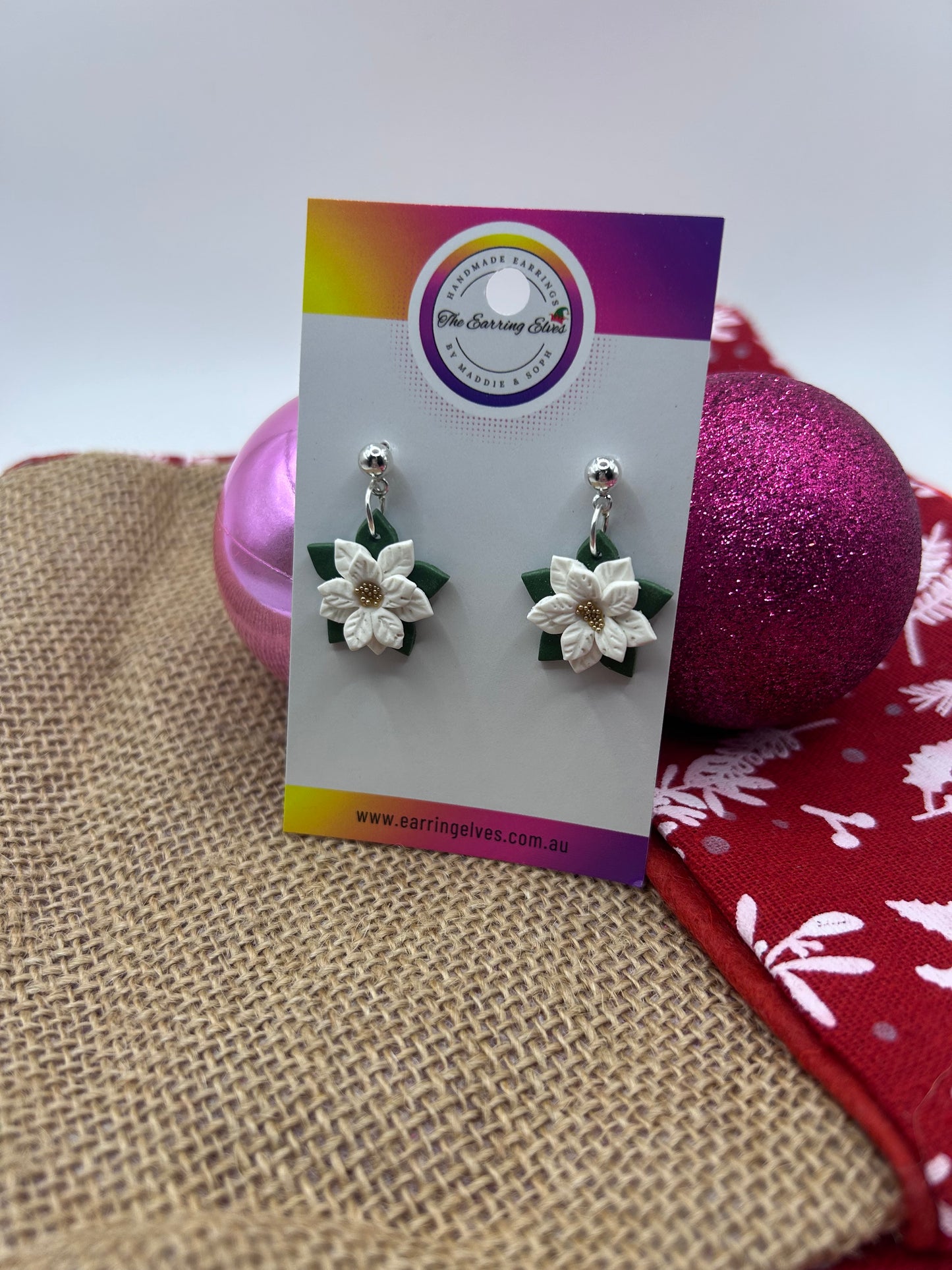 White Poinsettia Dangles