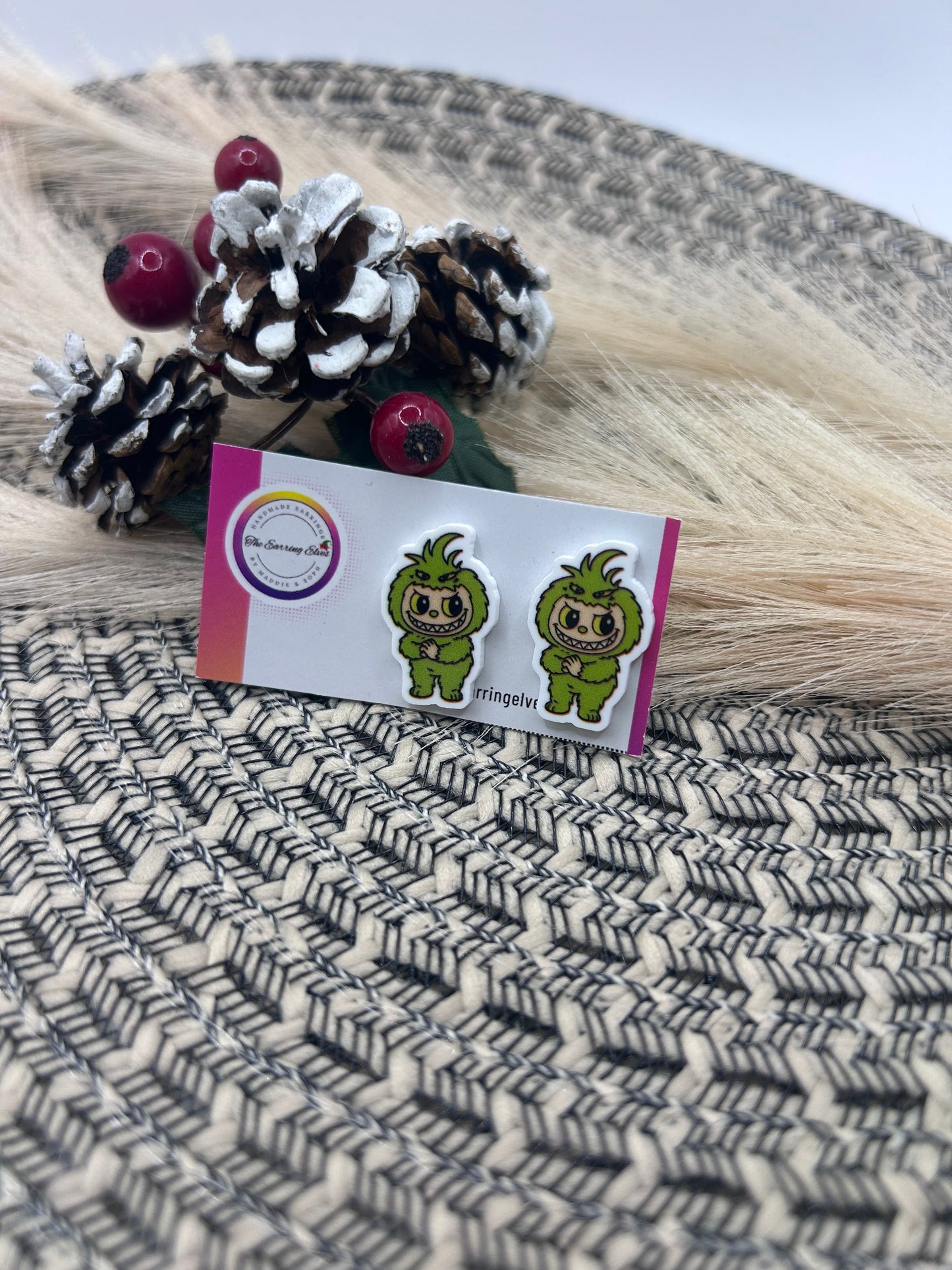 Labubu Grinch Studs