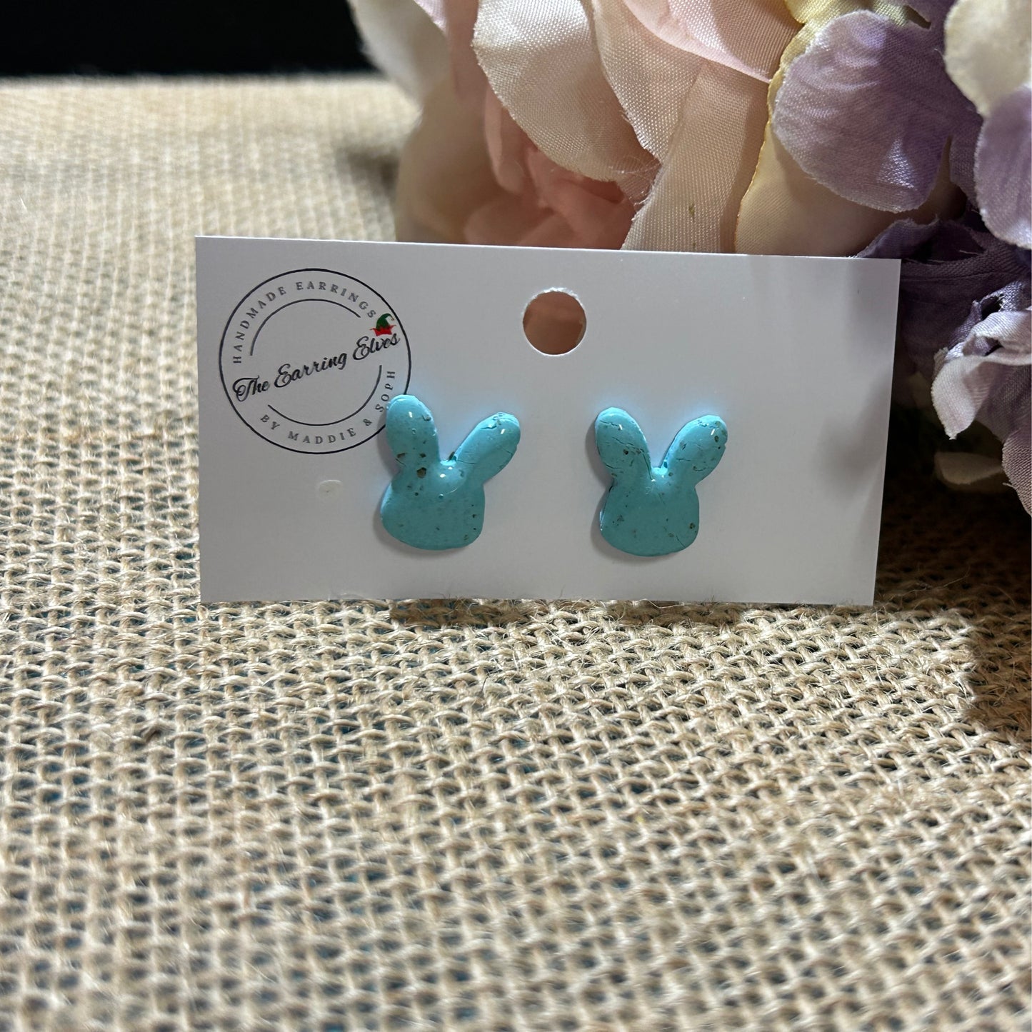 Bunny Head Studs Turquoise Granite